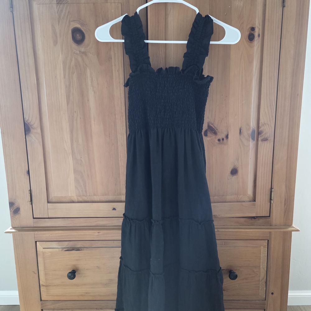 Quince Black Smocked Dress